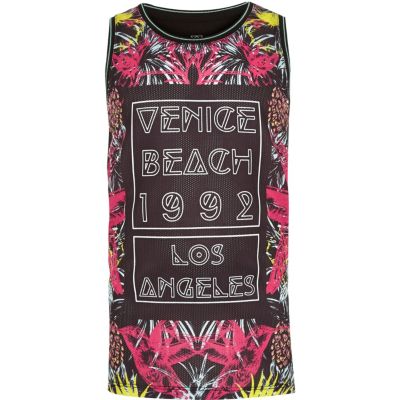 Boys black Venice Beach print vest